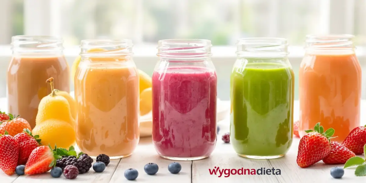 pięć musów z owoców w słoiczkach