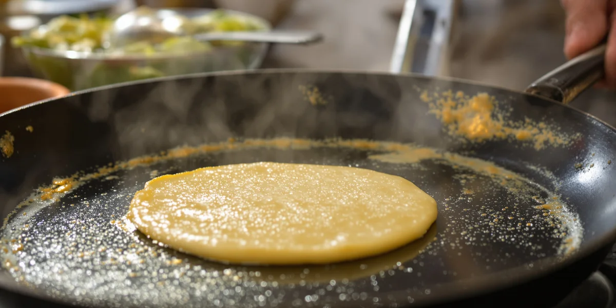 Naleśnik smażący się na patelni