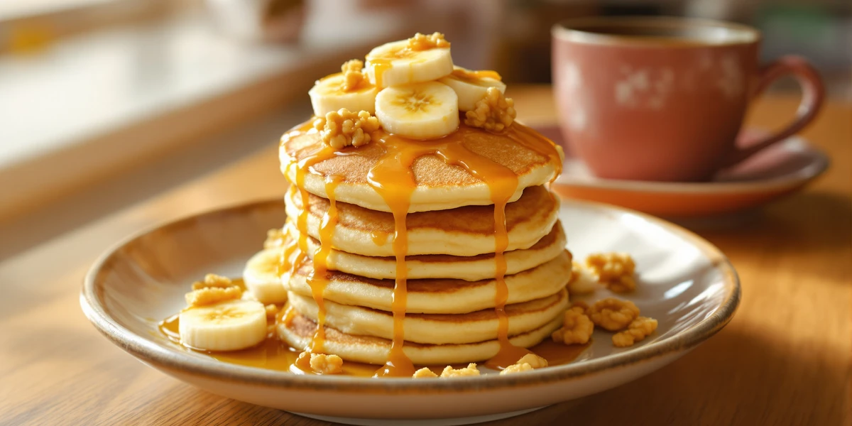 pancakes z bananem i orzechami