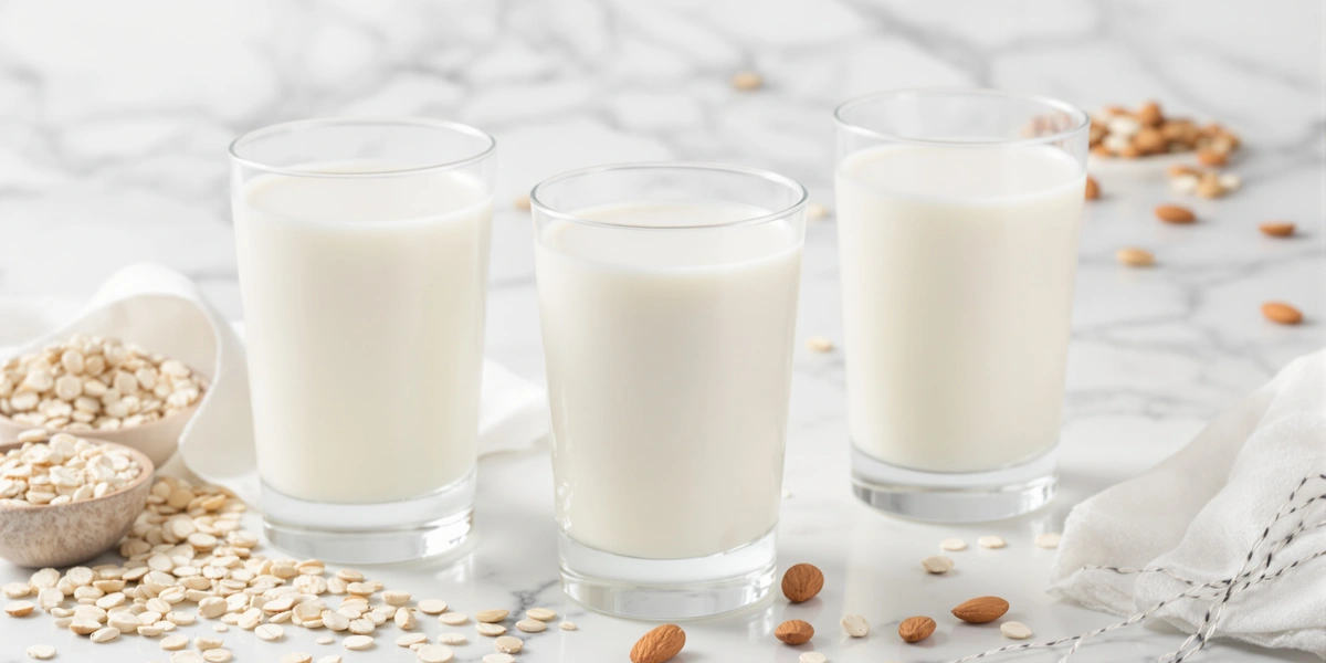 napój roślinny w szklankach