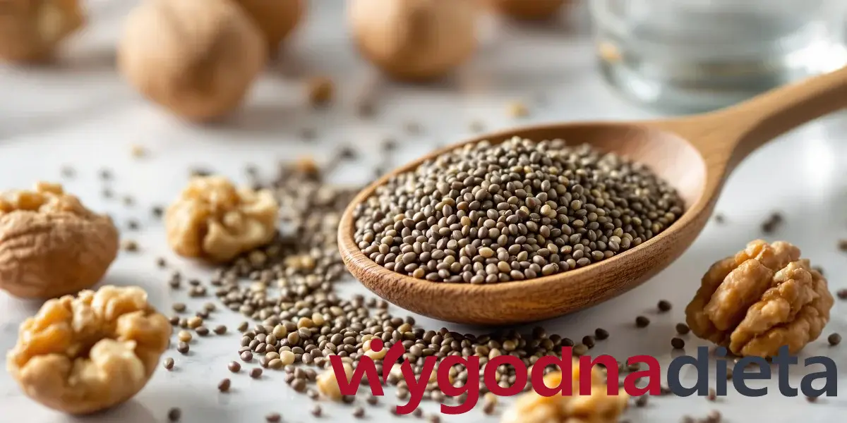 nasiona chia na drewnianej łyżce