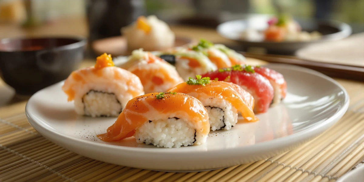 Nigiri sushi z łososiem i tuńczykiem