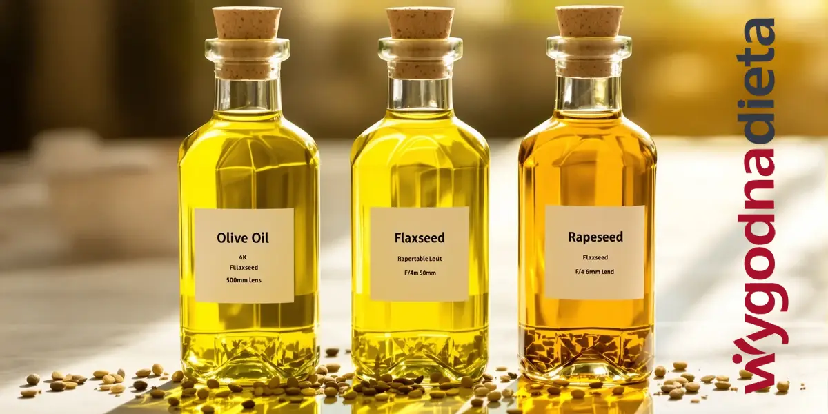 trzy butelki z olejami roślinnymi