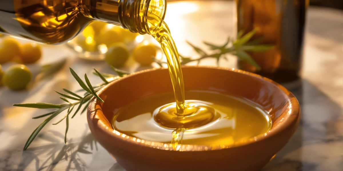 przelewana oliwa z oliwek do miseczki