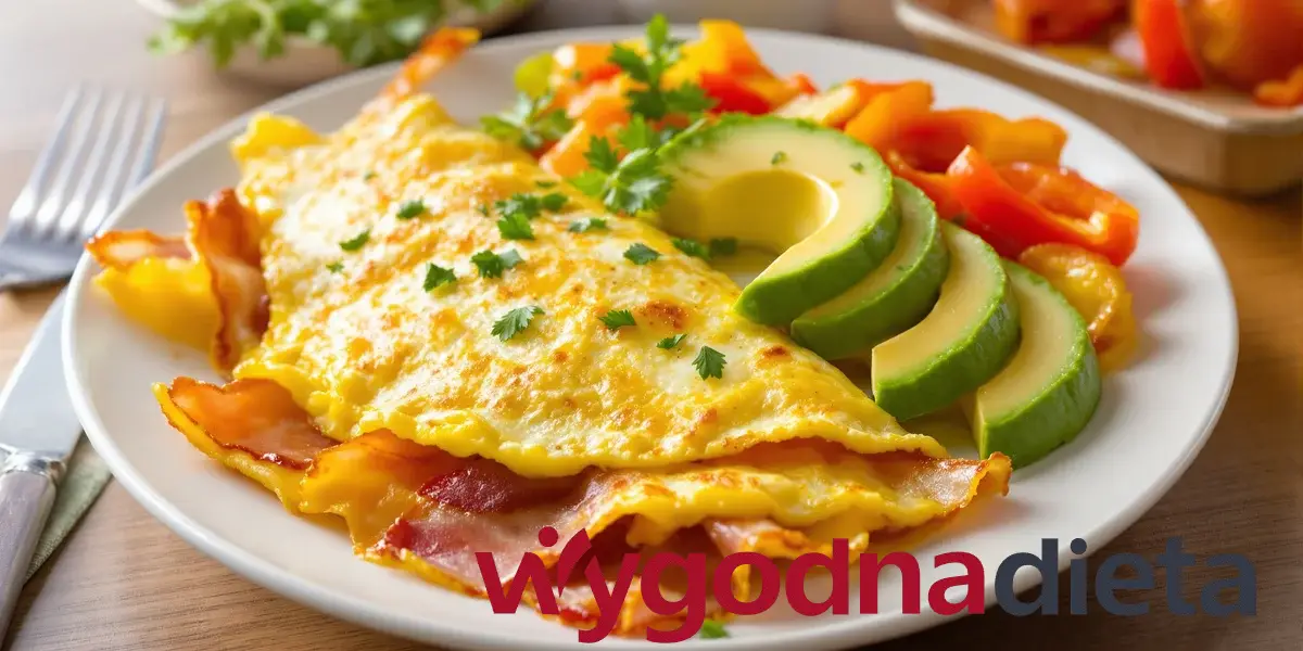 omlet z awokado i bekonem