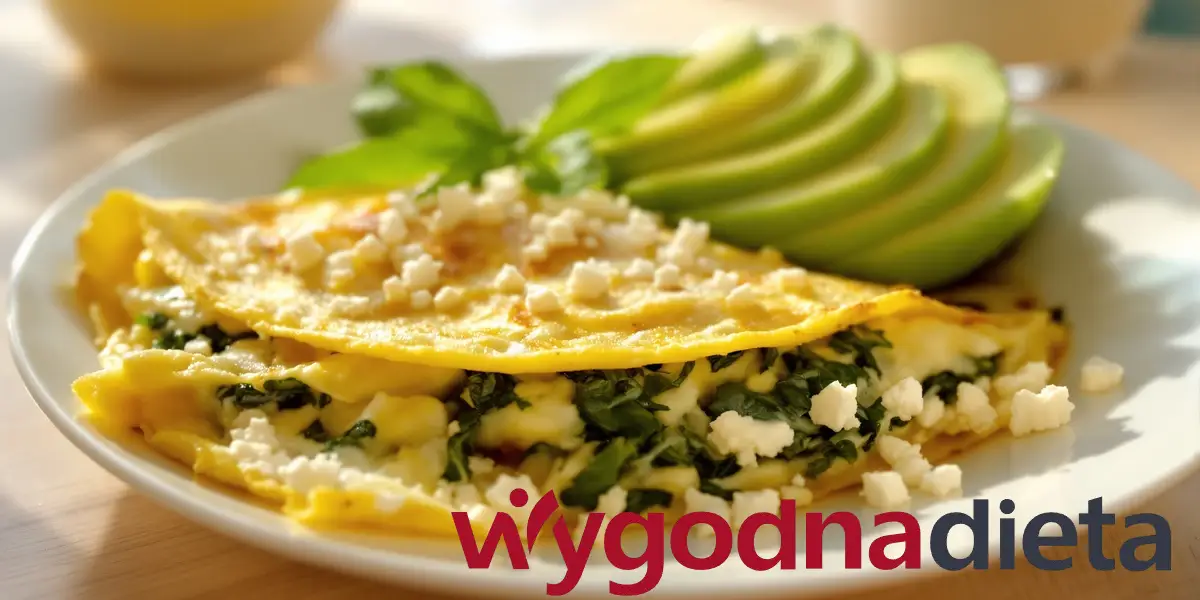 omlet ze szpinakiem, serem feta i awokado