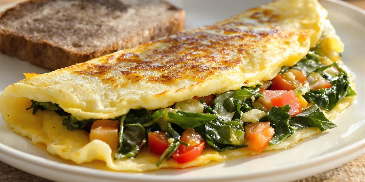 Omlet ze szpinakiem i pomidorem