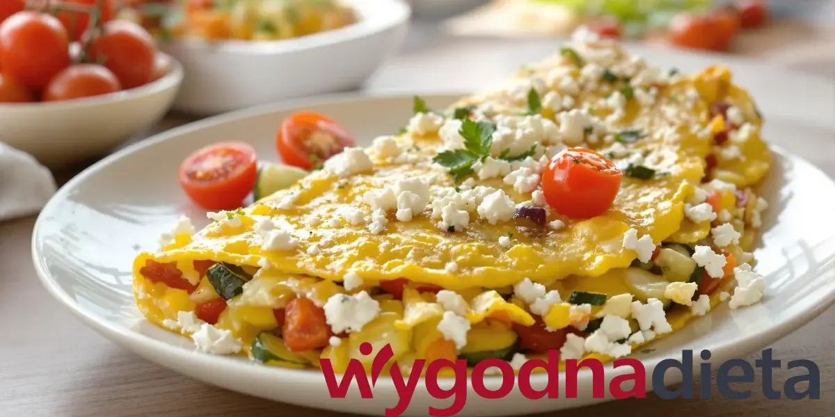omlet jajeczny z warzywami i fetą