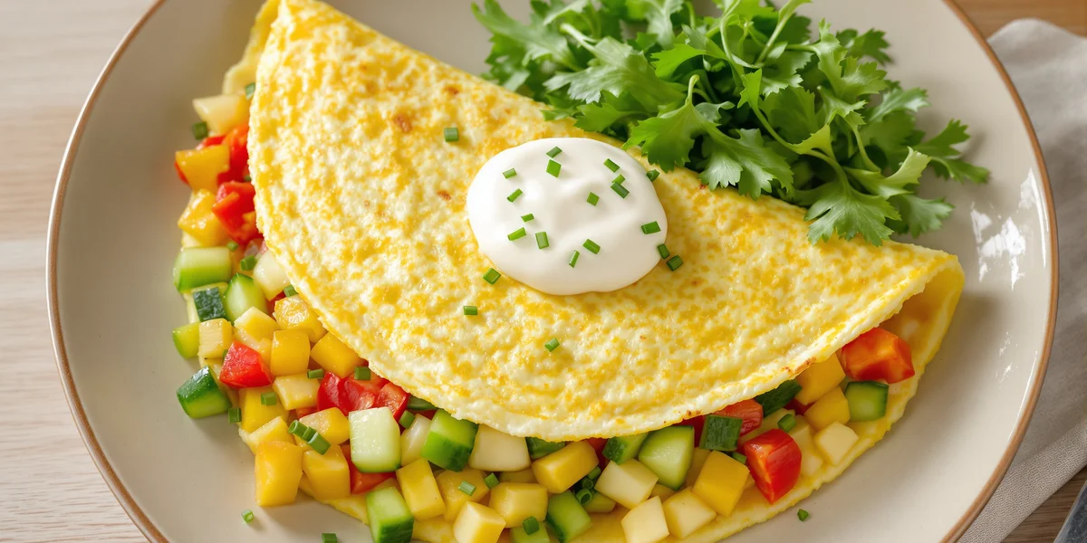 omlet jajeczny z warzywami i majonezem