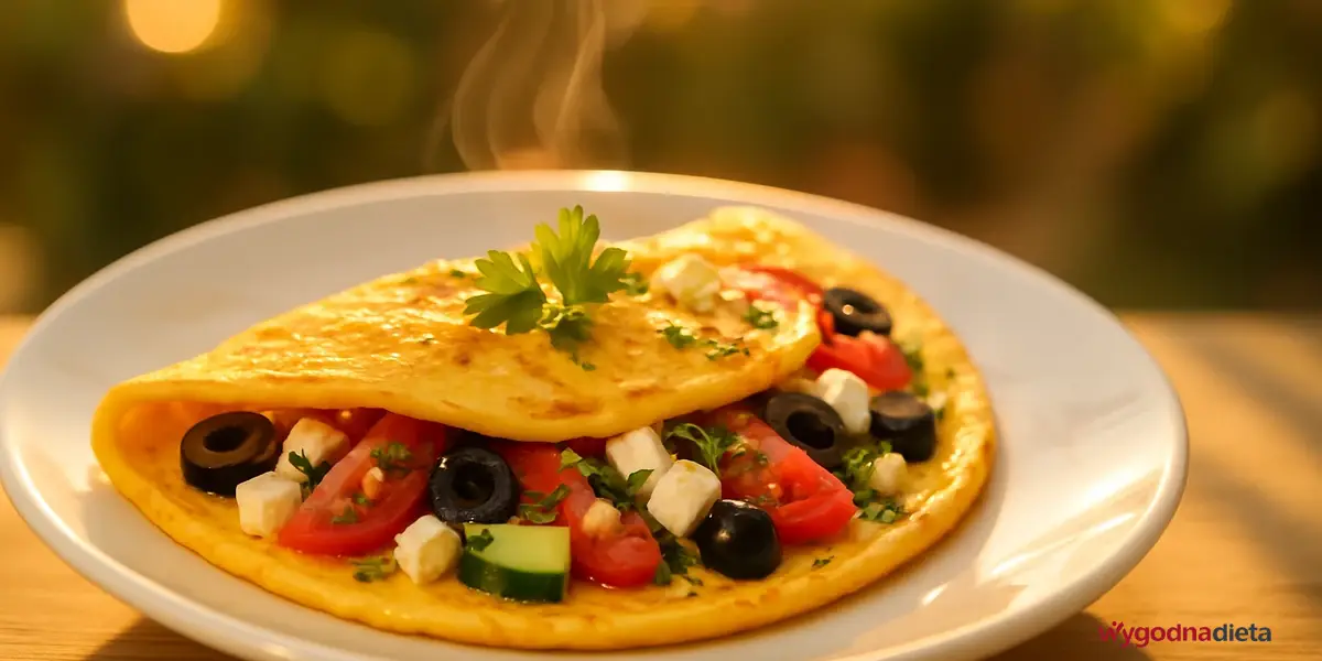 omlet w wersji śródziemnomorskiej z oliwkami i fetą