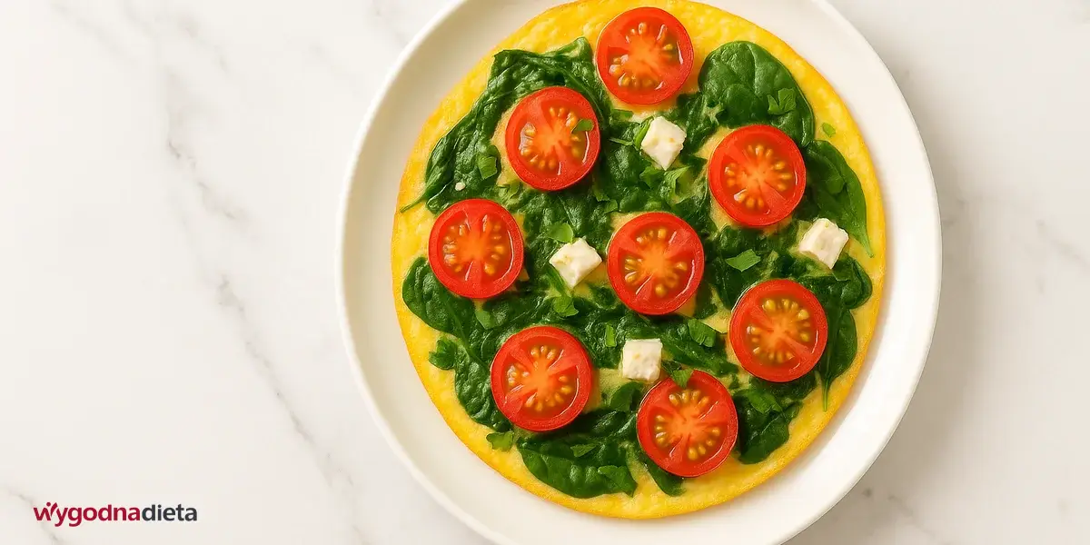 omlet ze szpinakiem i pomidorami