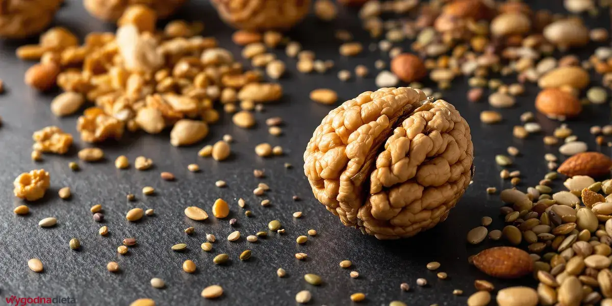 orzechy włoskie w otoczeniu nasion