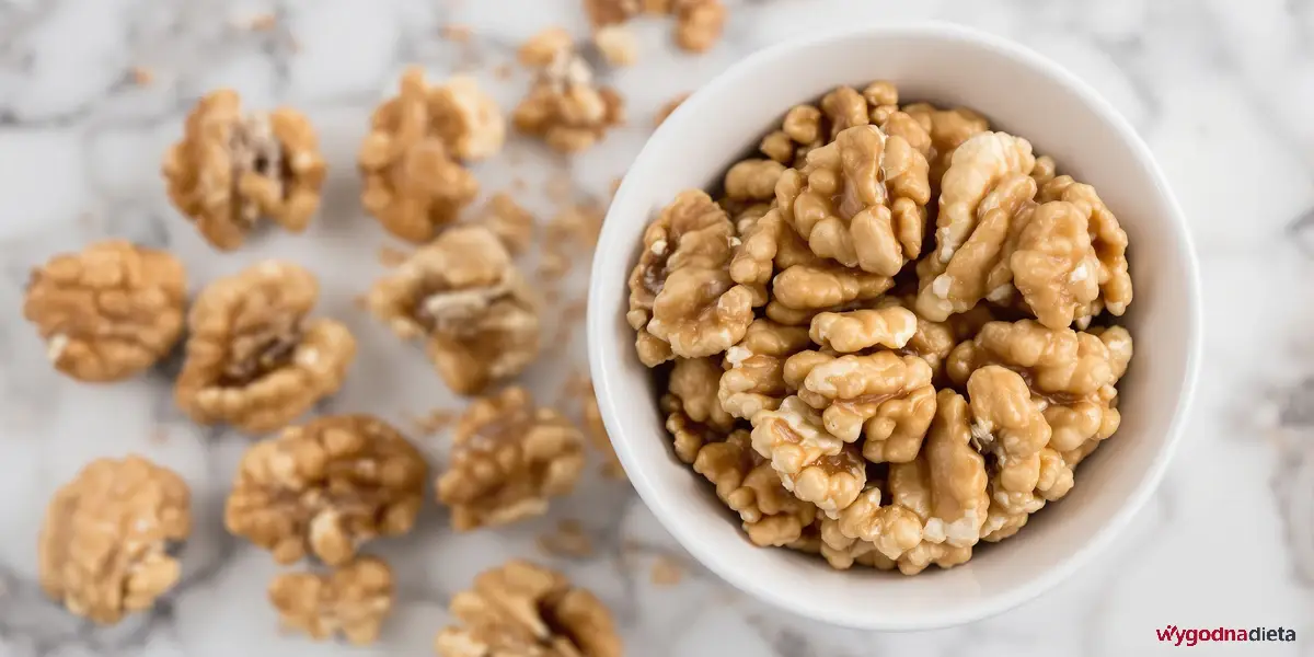 połówki orzechów włoskich w miseczce