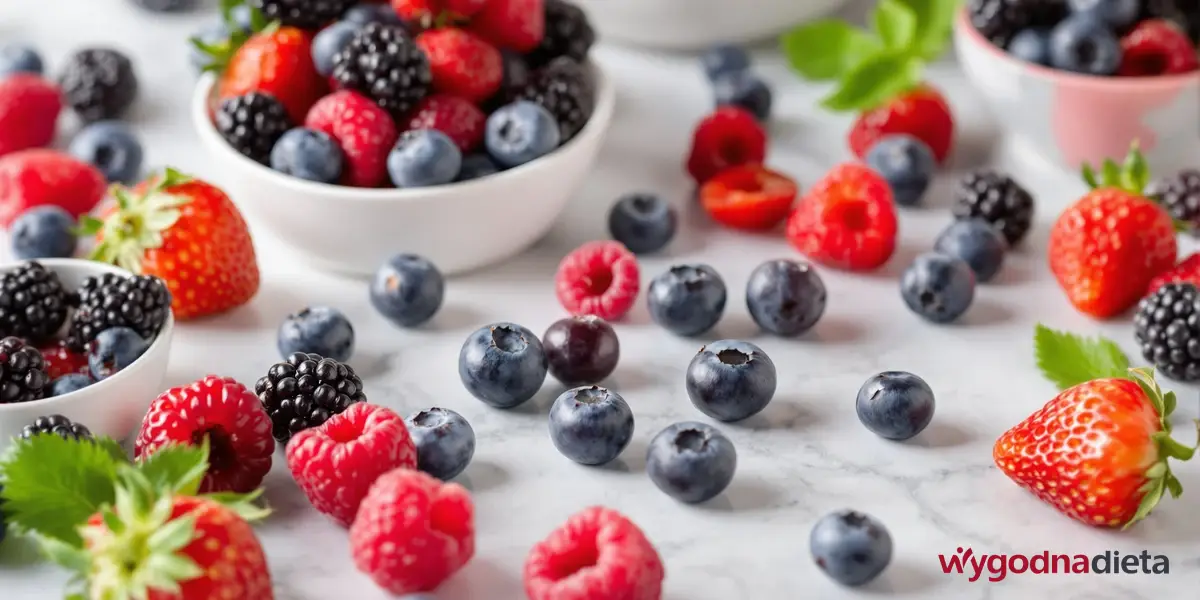 owoce jagodowe: borówki, truskawki, maliny i jeżyny
