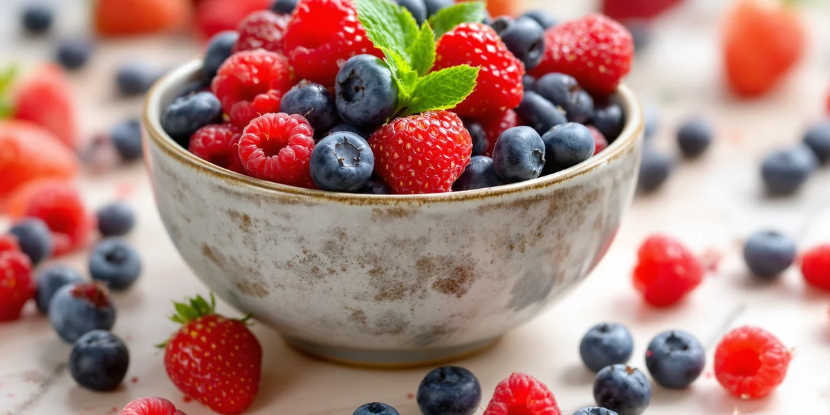 miseczka w owocami jagodowymi