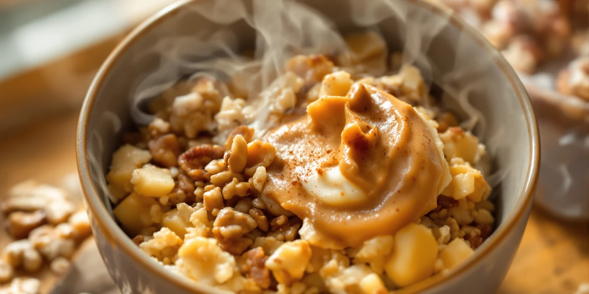 owsianka z jabłkiem, cynamonem i orzechami