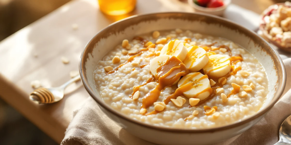 Owsianka z bananem i masłem orzechowym