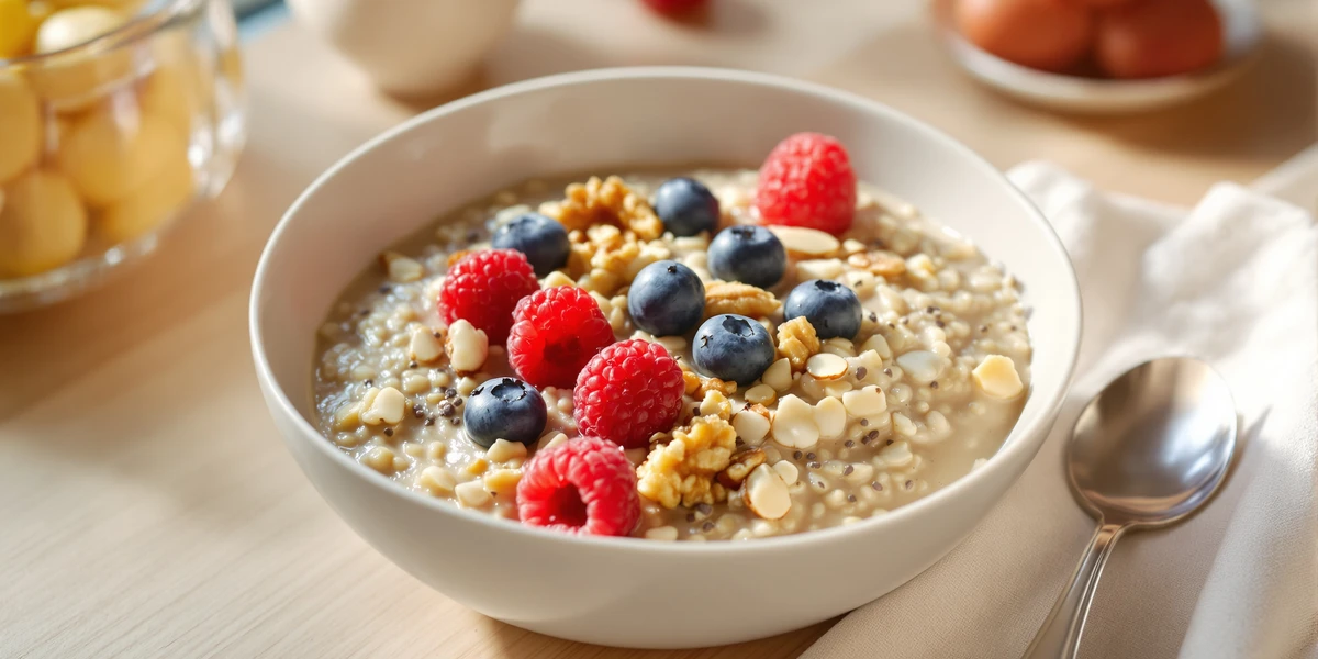 Owsianka z jagodami i orzechami