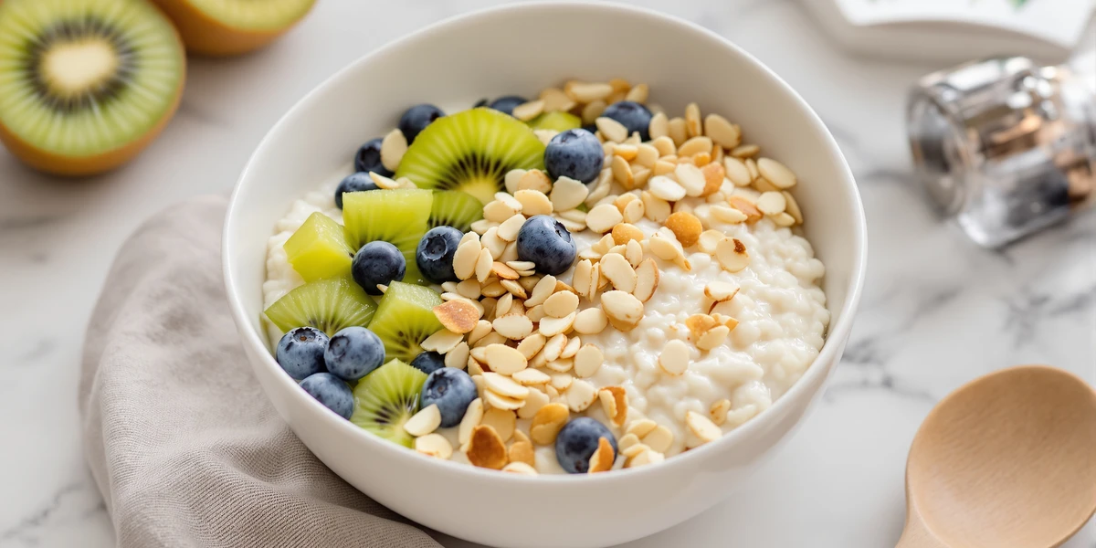 Owsianka z kiwi, borówkami i migdałami