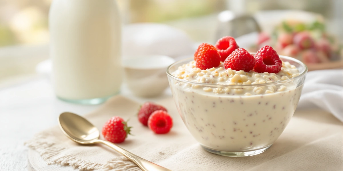 Owsianka z malinami i mlekiem