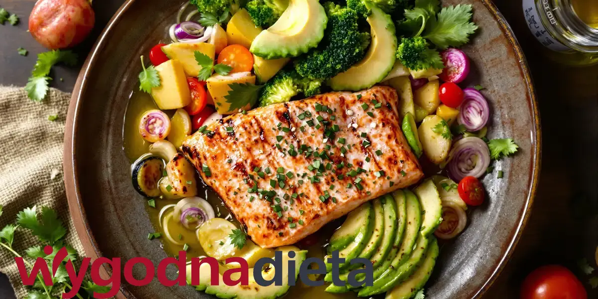 obiad z łososiem i awokado idealny na diecie paleo