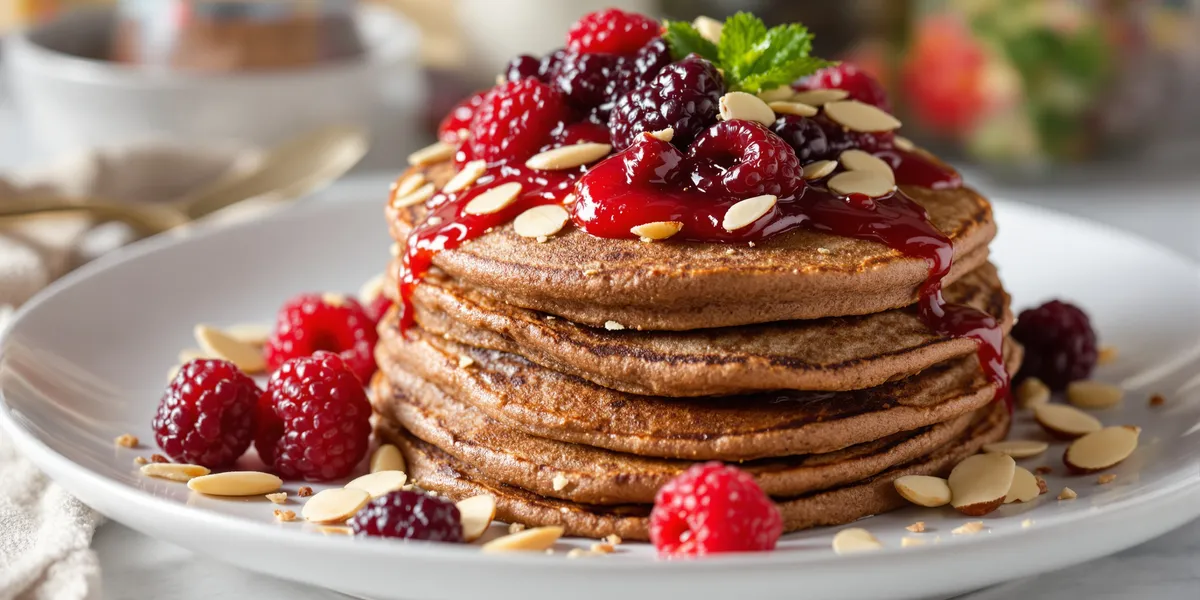 Pancakes migdałowe z musem malinowym