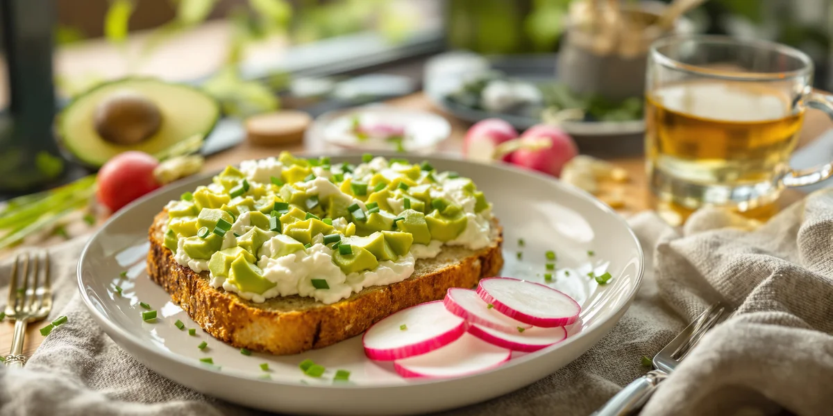 twarożek z warzywami i pieczywem żytnim