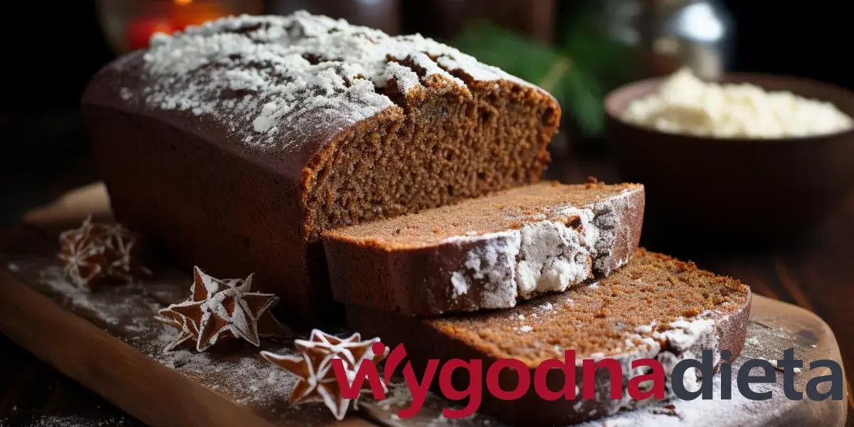 świąteczny piernik posypany cukrem pudrem