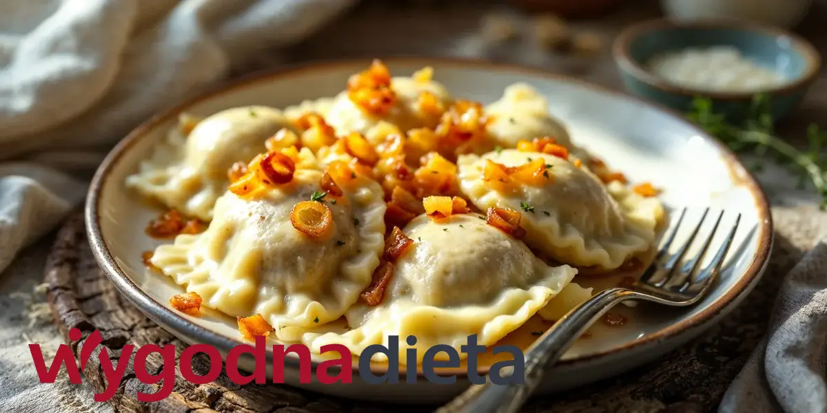 pierogi z okrasą ze smażoną cebulką