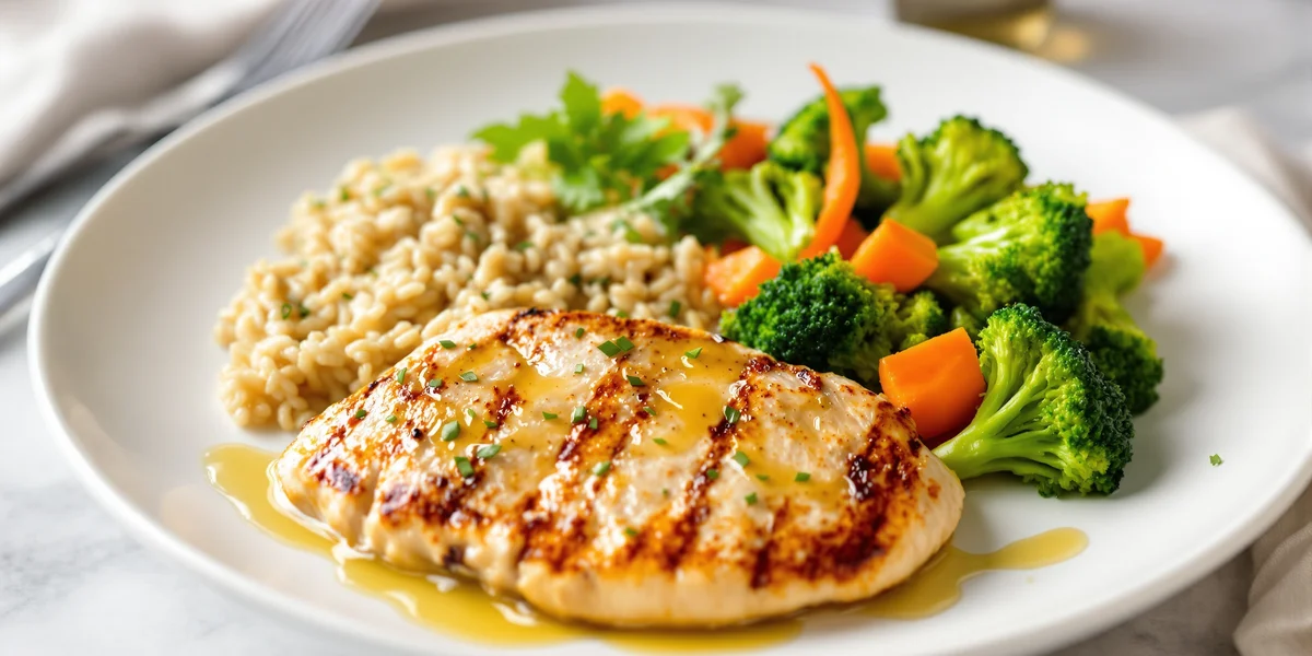 Pierś kurczaka, ryż, brokuł