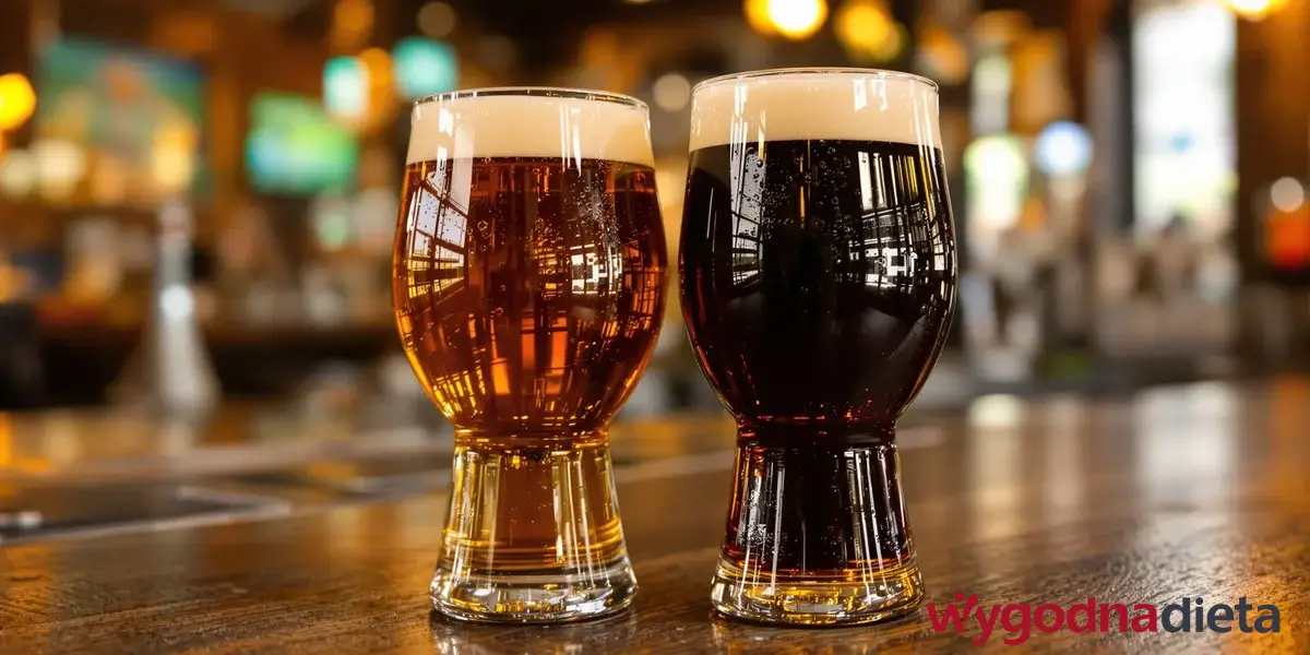 ciemne i jasne piwo w eleganckich kuflach