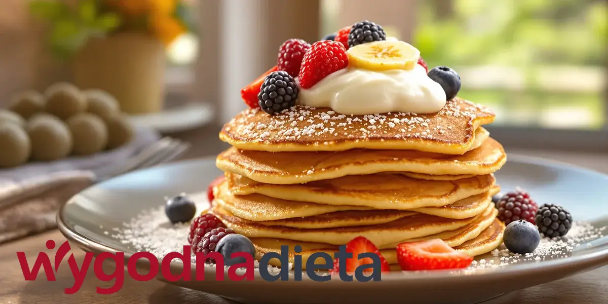 placki bananowe z jogurtem naturalnym i owocami