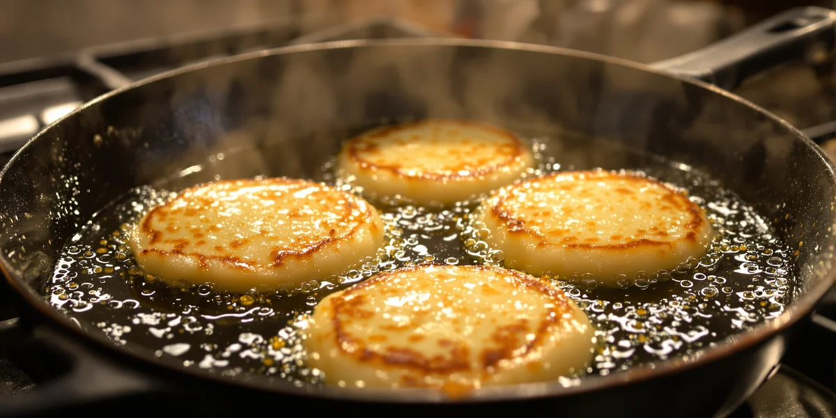 Placki ziemniaczane smażące się na patelni
