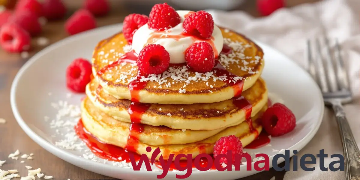 placuszki z mąki kokosowej z sosem malinowo-jogurtowym