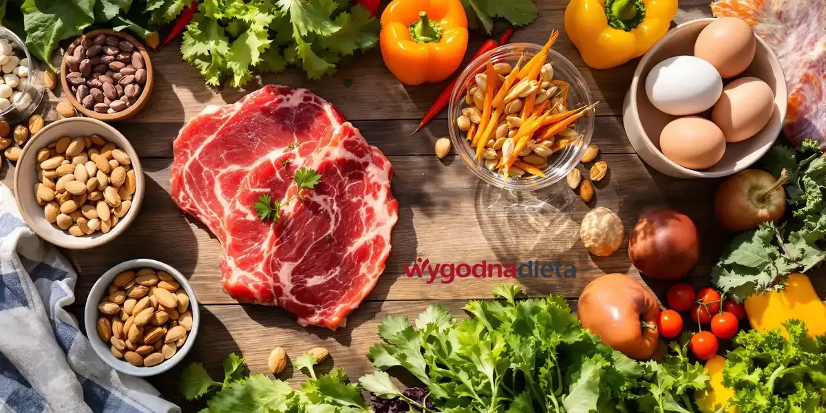 produkty idealne na diecie paleo ustawione na blacie kuchennym