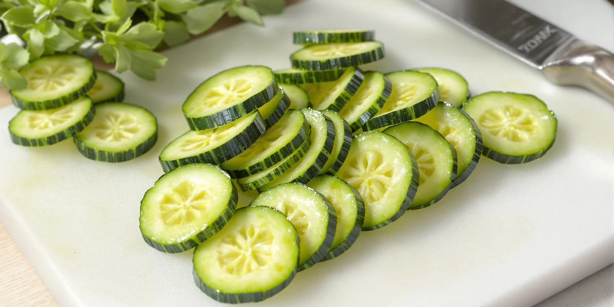 Pokrojona cukinia na białej desce