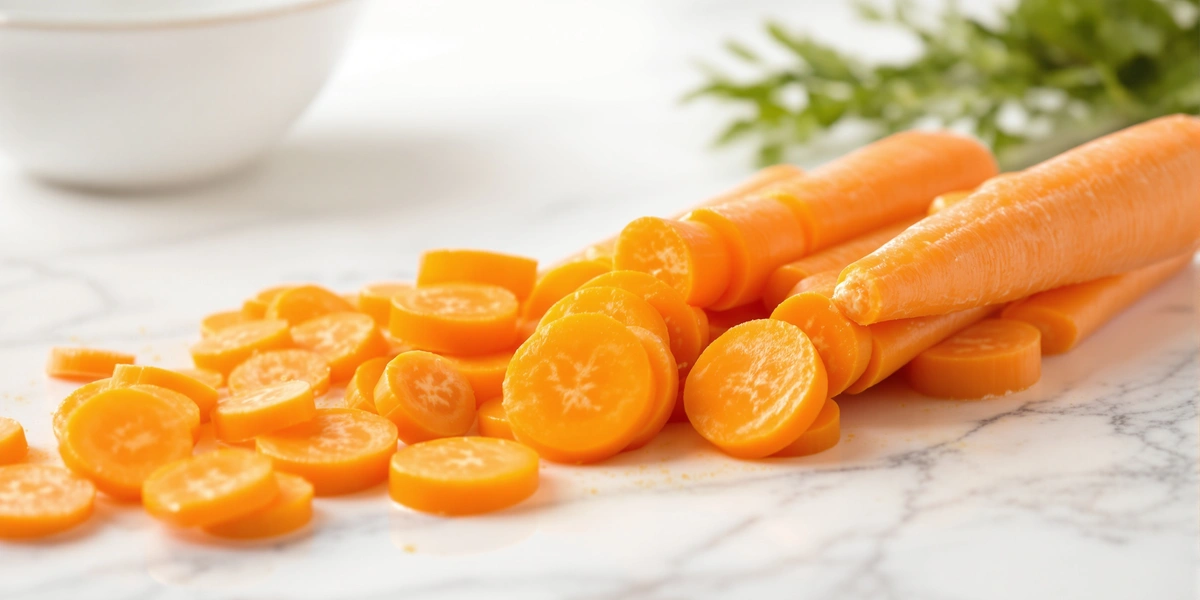 Pokrojona marchewka w plasterki i słupki