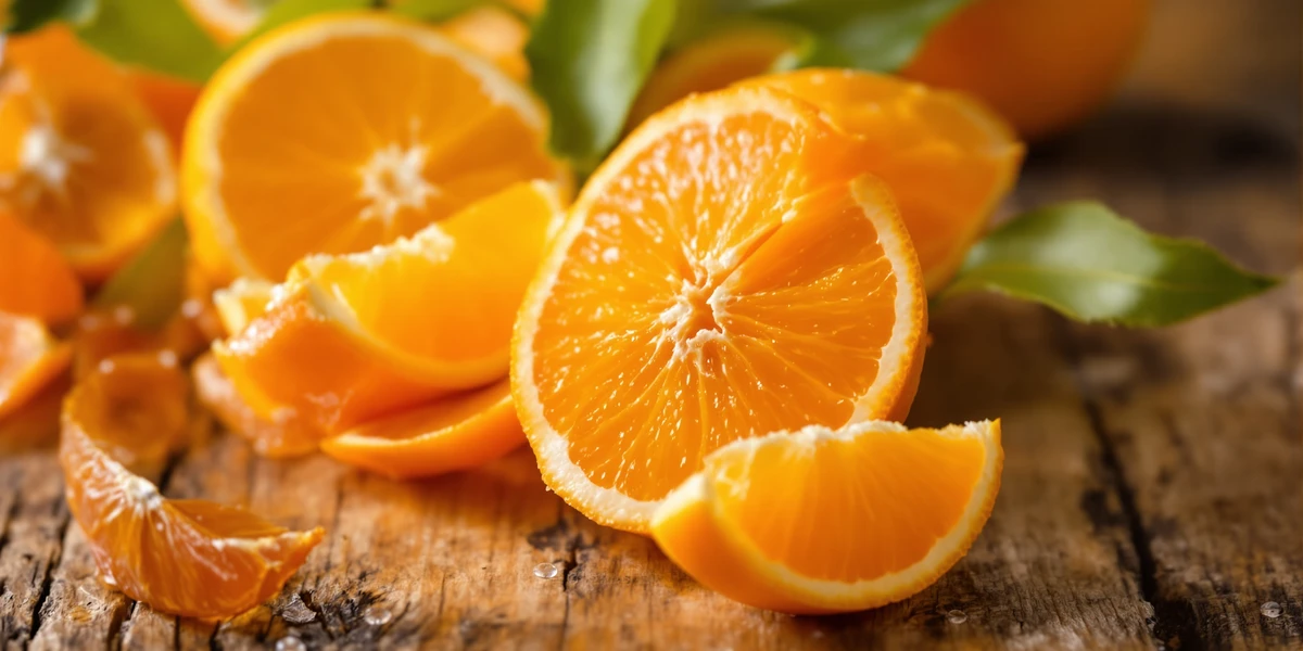 Pokrojone mandarynki na drewnie