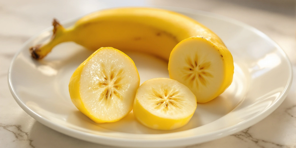 Pokrojony banan na talerzu