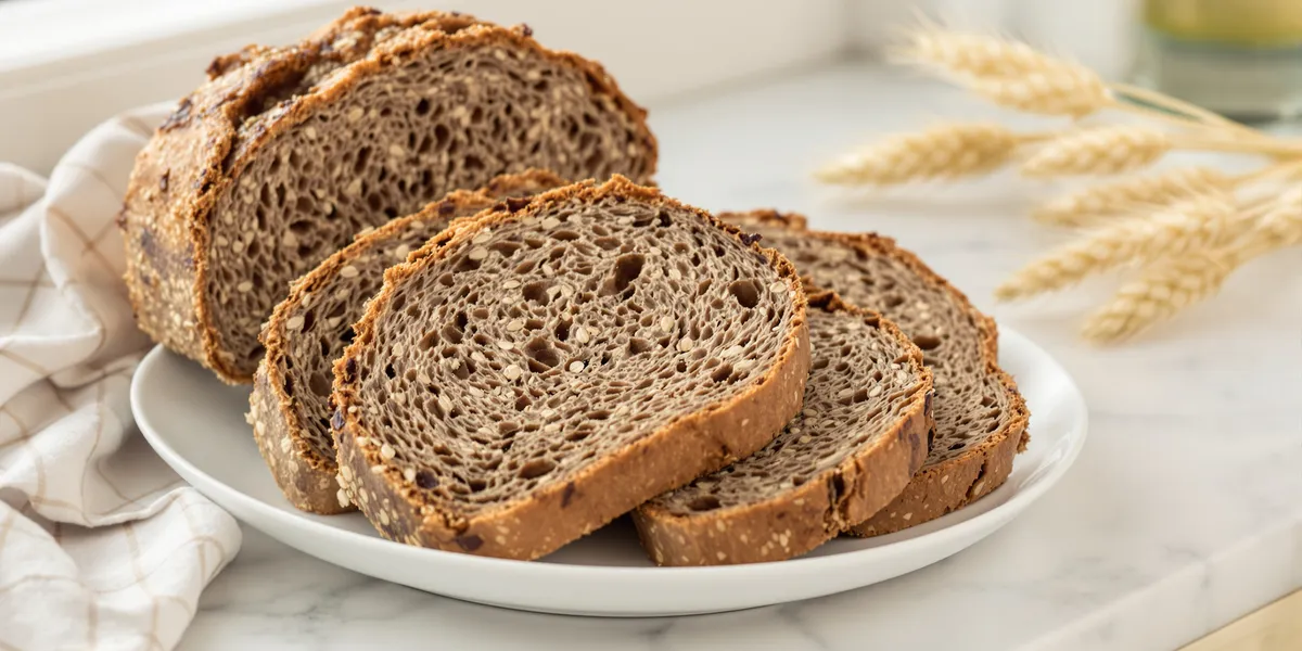 Pokrojony chleb razowy na talerzu