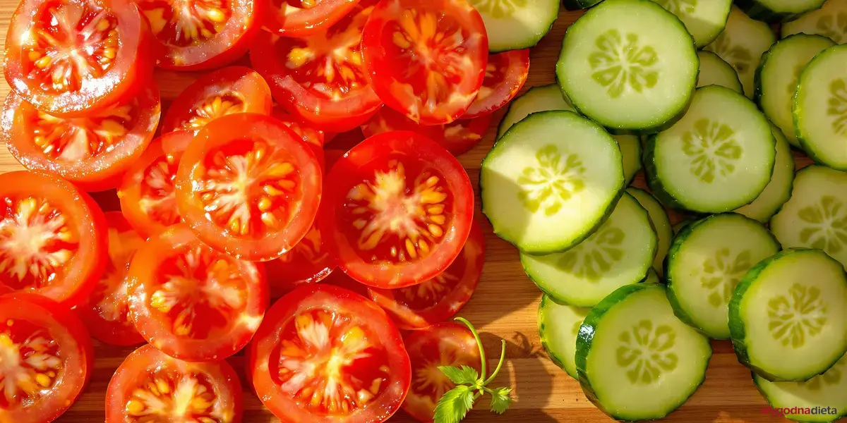 pomidory i ogórki zielone pokrojone w plastry