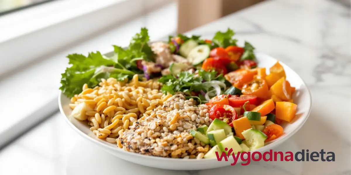 talerz ze zbilansowanym posiłkiem dla osób odchudzających się 