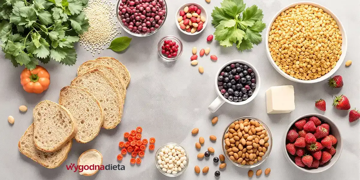 rozmaite produkty o niskim IG na blacie kuchennym