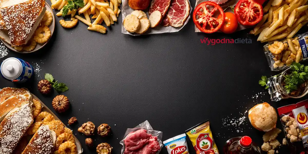 wysoko przetworzone produkty położone na blacie