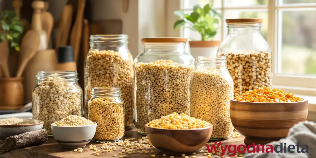 produkty zbożowe pełnoziarniste w różnych opakowaniach