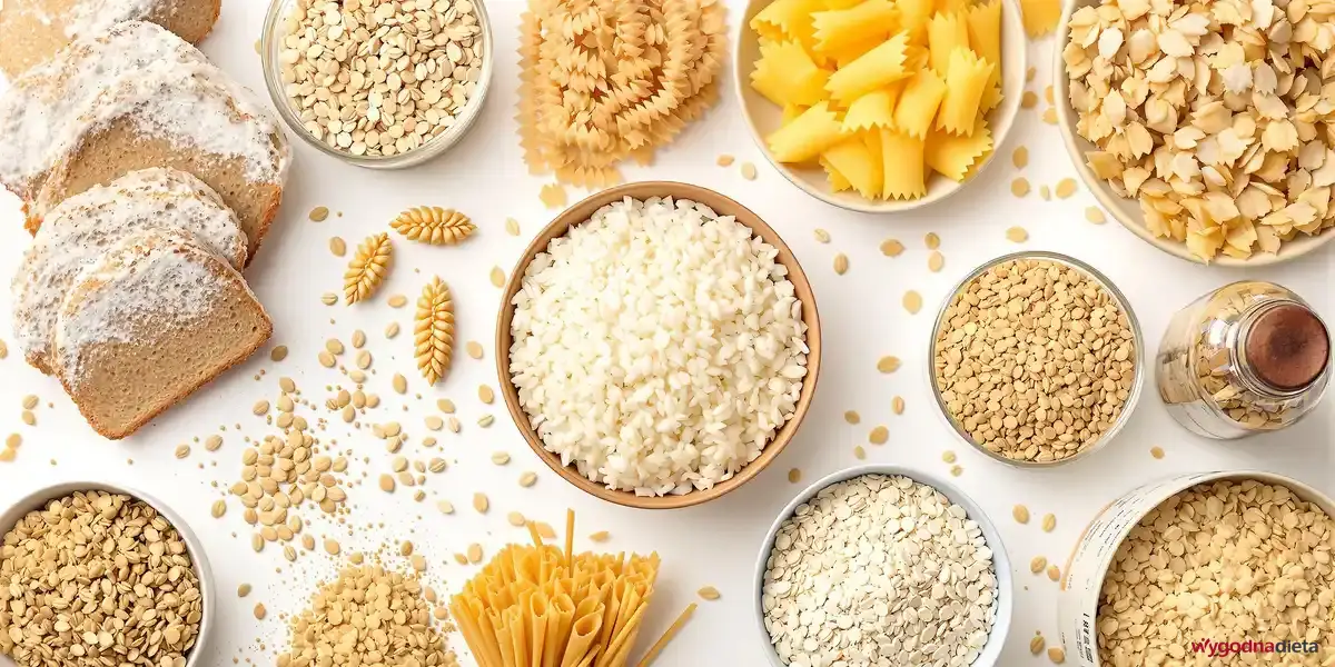 makaron, ryż, płatki owsiane, chleb pszenny