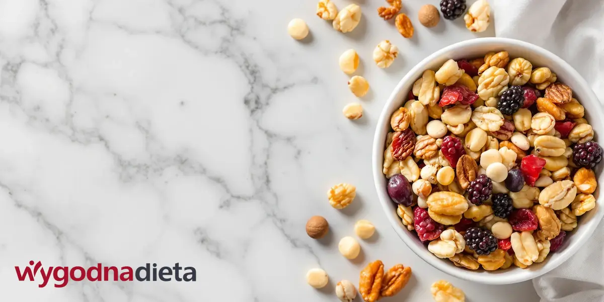 owoce suszone i orzechy w misce