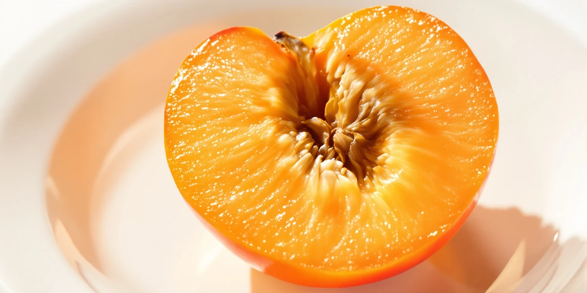 Przekrojona nektarynka na białym talerzu