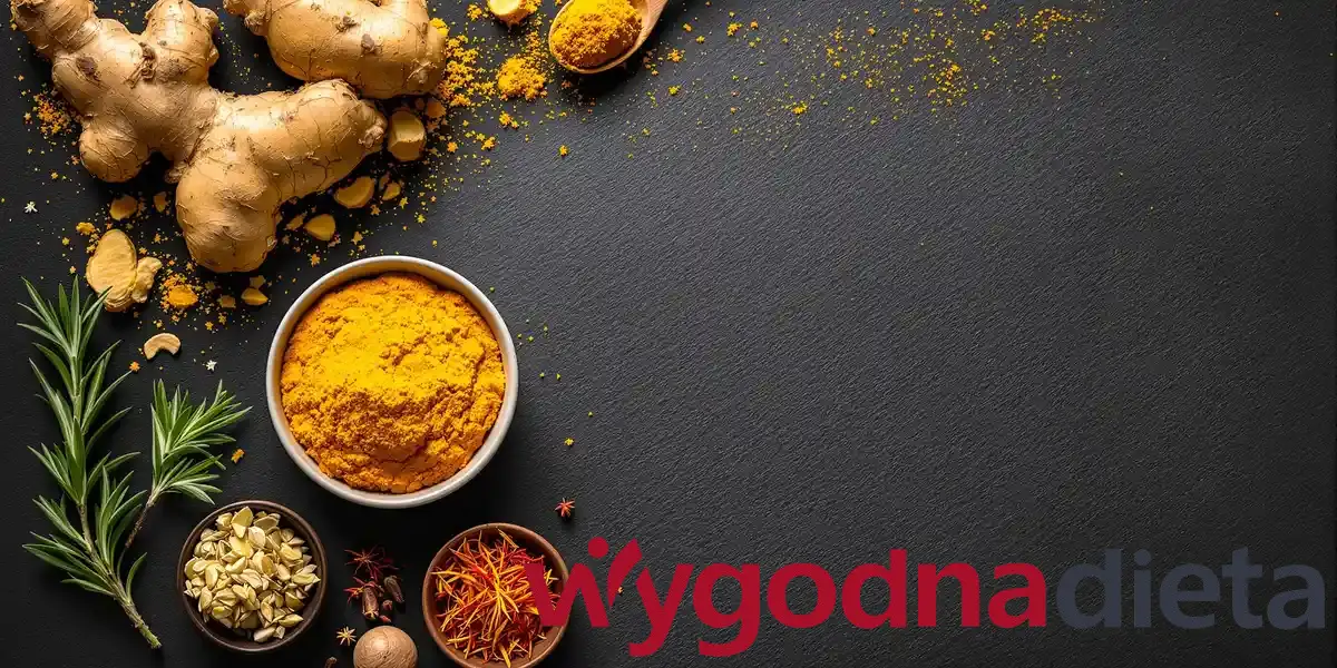 świeże przyprawy: kurkuma, imbir i rozmaryn