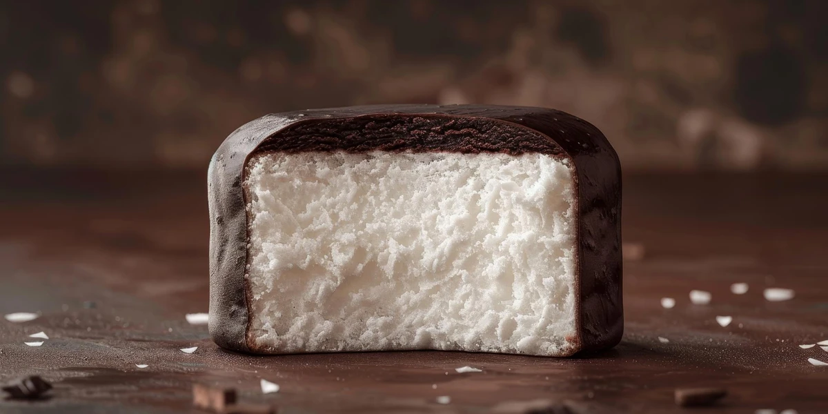 Ptasie mleczko przekrojone na pół